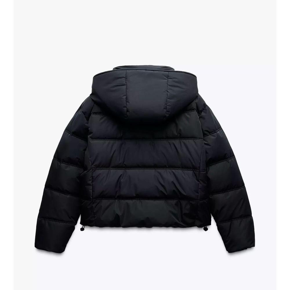 Zara Jacket Water and Wind Protection Short Quilted Black Puffer Coat with Hood - Picture 2 of 11